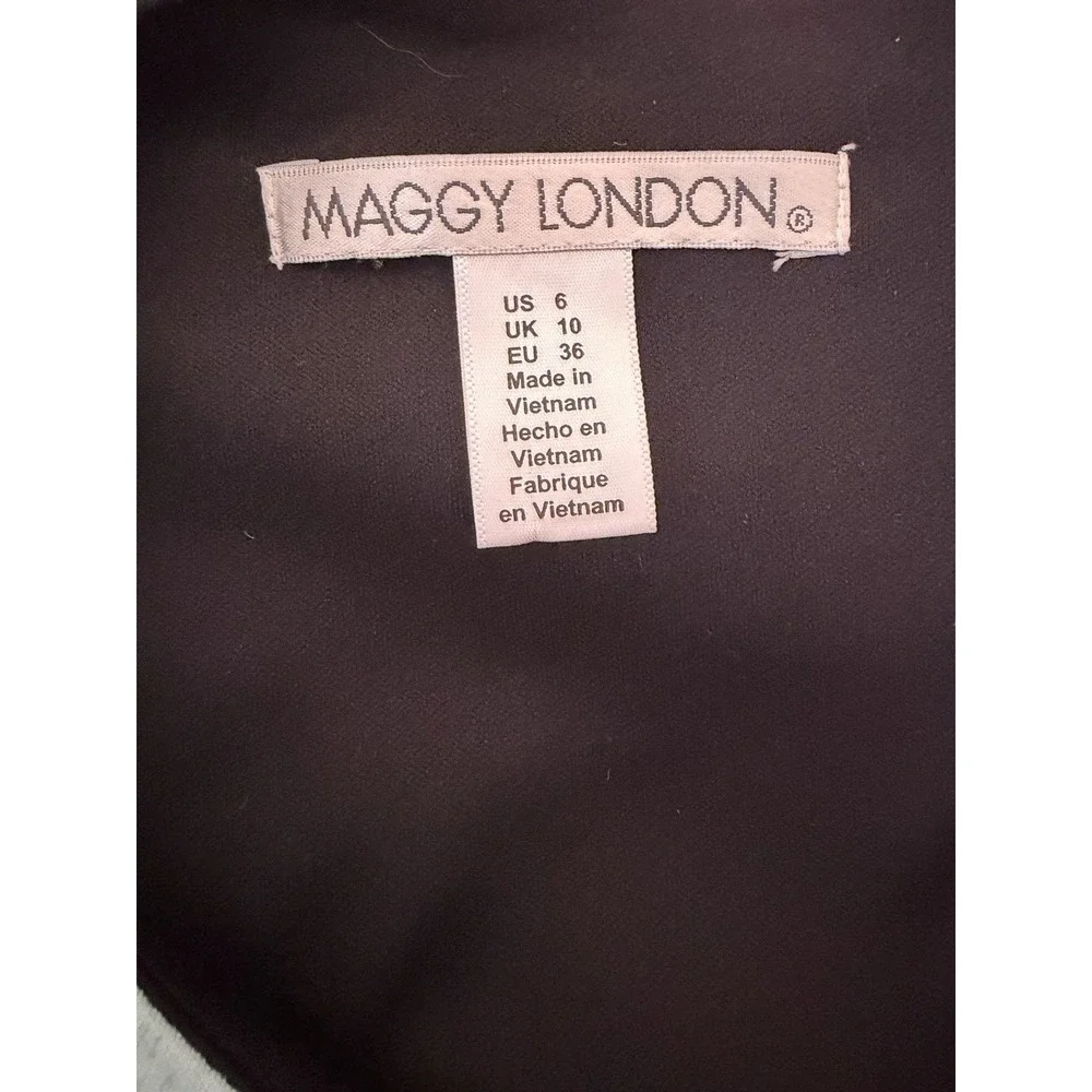 Maggie London Sheath Dress Blue Floral Knee Length Size 6 - Picture 6 of 8